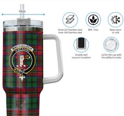 ScotsTee Shop Scottish MacCulloch Clan Crest Tartan Tumbler with Handle 40oz Insulated Tumbler