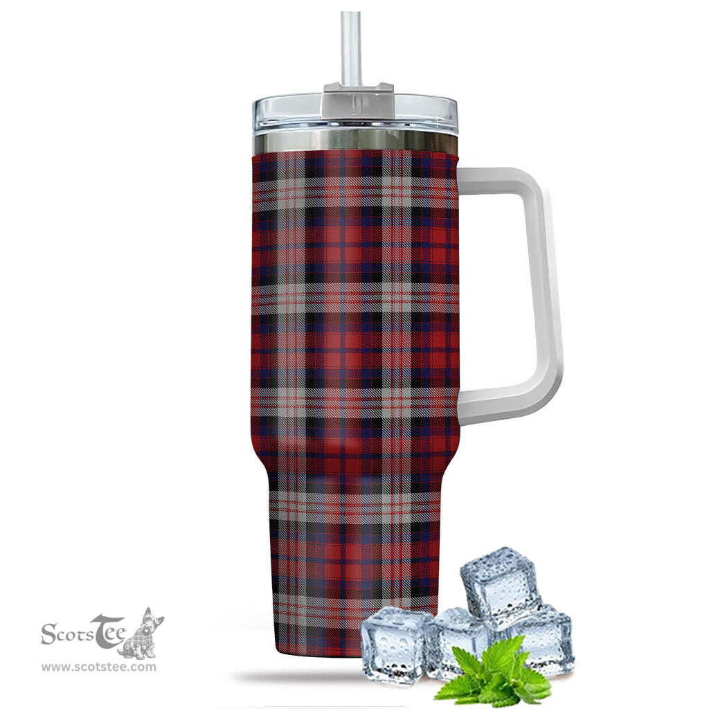 ScotsTee Shop Scottish MacDonald Dress Irish Clan Tartan Tumbler with Handle 40oz Insulated Tumbler