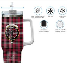 ScotsTee Shop Scottish Little Clan Crest Tartan Tumbler with Handle 40oz Insulated Tumbler