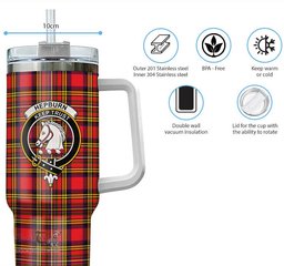ScotsTee Shop Scottish Hepburn Modern Clan Crest Tartan Tumbler with Handle 40oz Insulated Tumbler