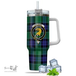 ScotsTee Shop Scottish Haldane Clan Crest Tartan Tumbler with Handle 40oz Insulated Tumbler