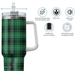 ScotsTee Shop Scottish MacArthur Ancient Clan Tartan Tumbler with Handle 40oz Insulated Tumbler
