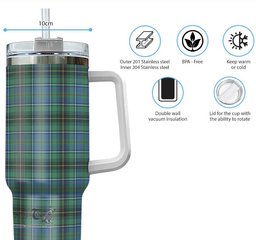 ScotsTee Shop Scottish MacInnes Ancient Clan Tartan Tumbler with Handle 40oz Insulated Tumbler