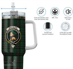 ScotsTee Shop Scottish MacAlpin Clan Crest Tartan Tumbler with Handle 40oz Insulated Tumbler