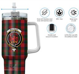 ScotsTee Shop Scottish MacDuff Clan Crest Tartan Tumbler with Handle 40oz Insulated Tumbler