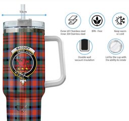 ScotsTee Shop Scottish MacDuff Ancient Clan Crest Tartan Tumbler with Handle 40oz Insulated Tumbler