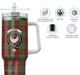 ScotsTee Shop Scottish Leask Clan Crest Tartan Tumbler with Handle 40oz Insulated Tumbler