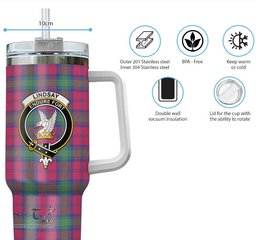 ScotsTee Shop Scottish Lindsay Ancient Clan Crest Tartan Tumbler with Handle 40oz Insulated Tumbler