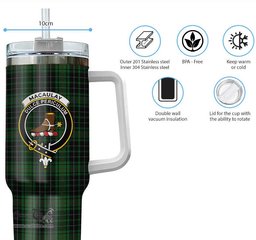 ScotsTee Shop Scottish MacAulay Hunting Clan Crest Tartan Tumbler with Handle 40oz Insulated Tumbler