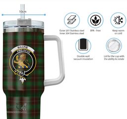 ScotsTee Shop Scottish MacFie Hunting Clan Crest Tartan Tumbler with Handle 40oz Insulated Tumbler