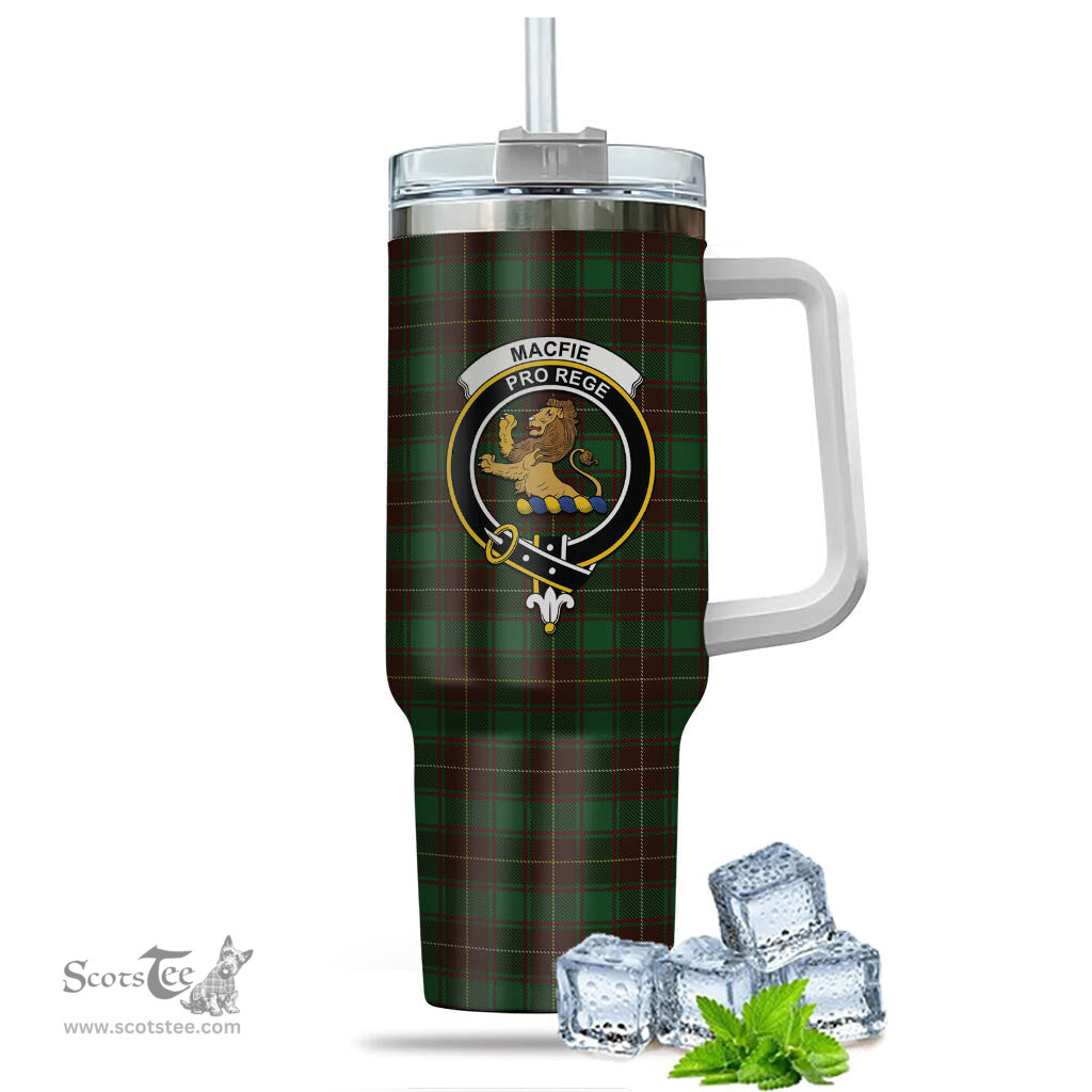 ScotsTee Shop Scottish MacFie Hunting Clan Crest Tartan Tumbler with Handle 40oz Insulated Tumbler