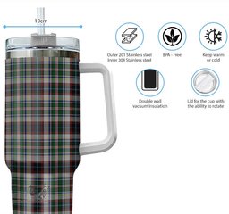 ScotsTee Shop Scottish Innes Dress Clan Tartan Tumbler with Handle 40oz Insulated Tumbler
