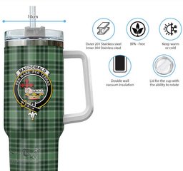 ScotsTee Shop Scottish MacDonald Lord of the Isles Hunting Clan Crest Tartan Tumbler with Handle 40oz Insulated Tumbler