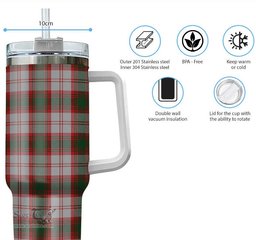 ScotsTee Shop Scottish Lindsay Dress Red Clan Tartan Tumbler with Handle 40oz Insulated Tumbler