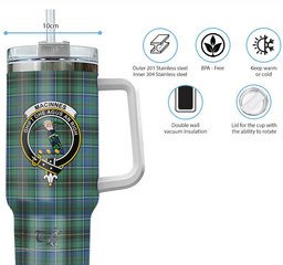 ScotsTee Shop Scottish MacInnes Ancient Clan Crest Tartan Tumbler with Handle 40oz Insulated Tumbler