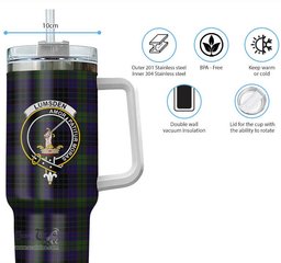 ScotsTee Shop Scottish Lumsden Hunting Clan Crest Tartan Tumbler with Handle 40oz Insulated Tumbler