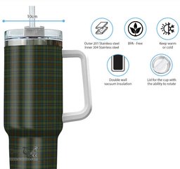 ScotsTee Shop Scottish Kerry County Ireland Clan Tartan Tumbler with Handle 40oz Insulated Tumbler