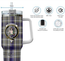 ScotsTee Shop Scottish Livingston Dress Clan Crest Tartan Tumbler with Handle 40oz Insulated Tumbler