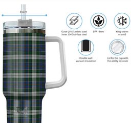 ScotsTee Shop Scottish MacInnes Dress Clan Tartan Tumbler with Handle 40oz Insulated Tumbler