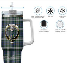 ScotsTee Shop Scottish MacInnes Dress Clan Crest Tartan Tumbler with Handle 40oz Insulated Tumbler