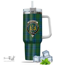 ScotsTee Shop Scottish Johnstone-Johnston Clan Crest Tartan Tumbler with Handle 40oz Insulated Tumbler