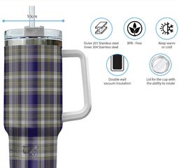ScotsTee Shop Scottish Livingston Dress Clan Tartan Tumbler with Handle 40oz Insulated Tumbler