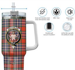 ScotsTee Shop Scottish MacFarlane Ancient Clan Crest Tartan Tumbler with Handle 40oz Insulated Tumbler