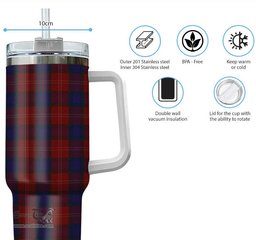 ScotsTee Shop Scottish MacEdward Clan Tartan Tumbler with Handle 40oz Insulated Tumbler