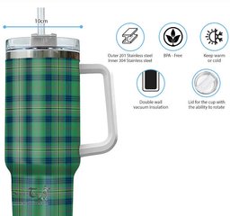 ScotsTee Shop Scottish Kennedy Ancient Clan Tartan Tumbler with Handle 40oz Insulated Tumbler