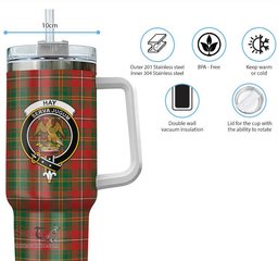 ScotsTee Shop Scottish Hay Ancient Clan Crest Tartan Tumbler with Handle 40oz Insulated Tumbler