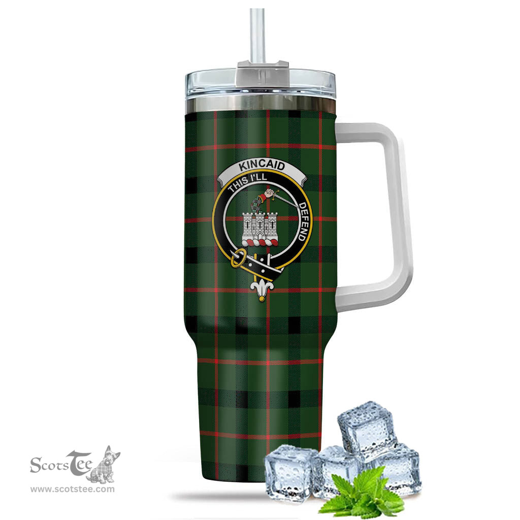 ScotsTee Shop Scottish Kincaid Modern Clan Crest Tartan Tumbler with Handle 40oz Insulated Tumbler