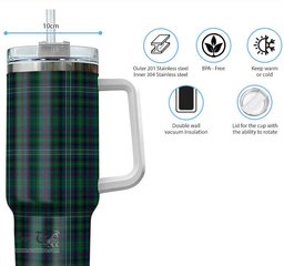 ScotsTee Shop Scottish Killen Clan Tartan Tumbler with Handle 40oz Insulated Tumbler
