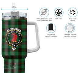 ScotsTee Shop Scottish Halkerston Clan Crest Tartan Tumbler with Handle 40oz Insulated Tumbler