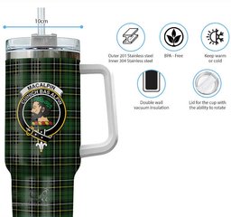 ScotsTee Shop Scottish MacAlpin Modern Clan Crest Tartan Tumbler with Handle 40oz Insulated Tumbler