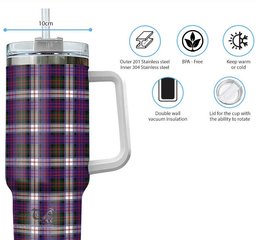 ScotsTee Shop Scottish MacDonald Dress Modern Clan Tartan Tumbler with Handle 40oz Insulated Tumbler