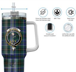 ScotsTee Shop Scottish MacInnes Modern Clan Crest Tartan Tumbler with Handle 40oz Insulated Tumbler