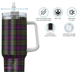 ScotsTee Shop Scottish MacDonald of Clan Ranald Modern Clan Tartan Tumbler with Handle 40oz Insulated Tumbler