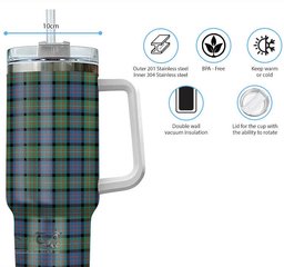 ScotsTee Shop Scottish MacDonell of Glengarry Ancient Clan Tartan Tumbler with Handle 40oz Insulated Tumbler