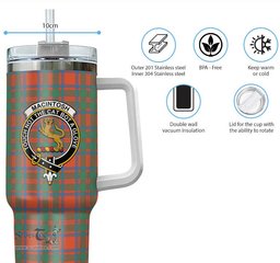 ScotsTee Shop Scottish MacIntosh Ancient Clan Crest Tartan Tumbler with Handle 40oz Insulated Tumbler