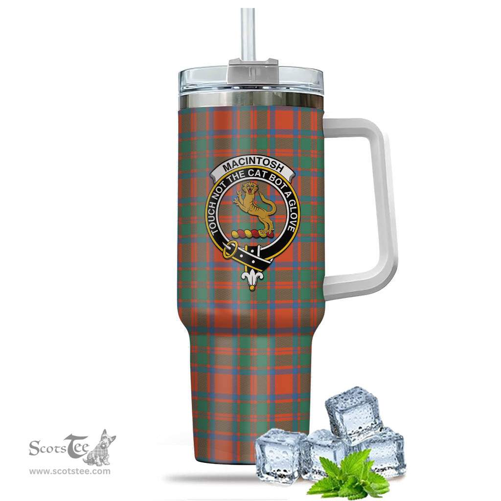 ScotsTee Shop Scottish MacIntosh Ancient Clan Crest Tartan Tumbler with Handle 40oz Insulated Tumbler