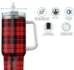 ScotsTee Shop Scottish Hogg Clan Tartan Tumbler with Handle 40oz Insulated Tumbler