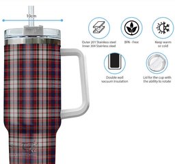 ScotsTee Shop Scottish MacFarlane Dress Clan Tartan Tumbler with Handle 40oz Insulated Tumbler