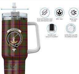 ScotsTee Shop Scottish Lumsden Clan Crest Tartan Tumbler with Handle 40oz Insulated Tumbler
