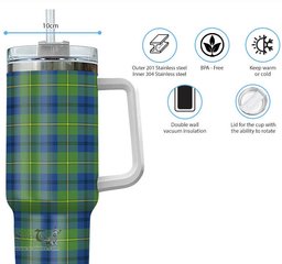 ScotsTee Shop Scottish Johnstone-Johnston Ancient Clan Tartan Tumbler with Handle 40oz Insulated Tumbler