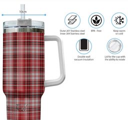 ScotsTee Shop Scottish MacDougall Dress Clan Tartan Tumbler with Handle 40oz Insulated Tumbler