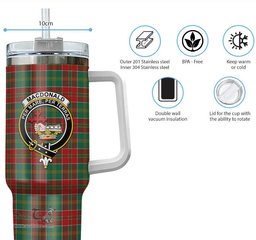 ScotsTee Shop Scottish MacDonald of Kingsburgh Clan Crest Tartan Tumbler with Handle 40oz Insulated Tumbler