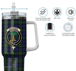 ScotsTee Shop Scottish MacEwen Clan Crest Tartan Tumbler with Handle 40oz Insulated Tumbler