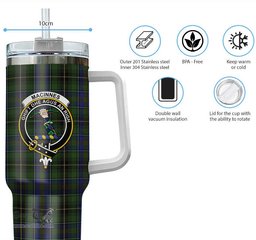 ScotsTee Shop Scottish MacInnes Clan Crest Tartan Tumbler with Handle 40oz Insulated Tumbler