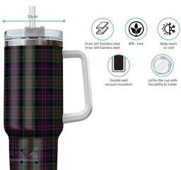 ScotsTee Shop Scottish MacDonald of Clan Ranald Clan Tartan Tumbler with Handle 40oz Insulated Tumbler