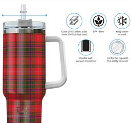 ScotsTee Shop Scottish MacDougall Modern Clan Tartan Tumbler with Handle 40oz Insulated Tumbler